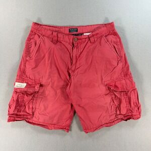 Polo Jeans Co Ralph Lauren Cargo Shorts 38 Red Faded Cotton Canvas